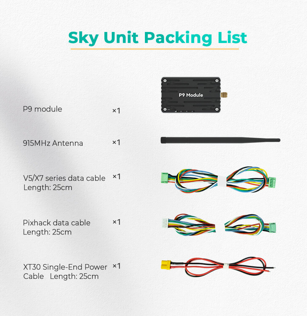 P9 Telemetry Sky Unit Packing List