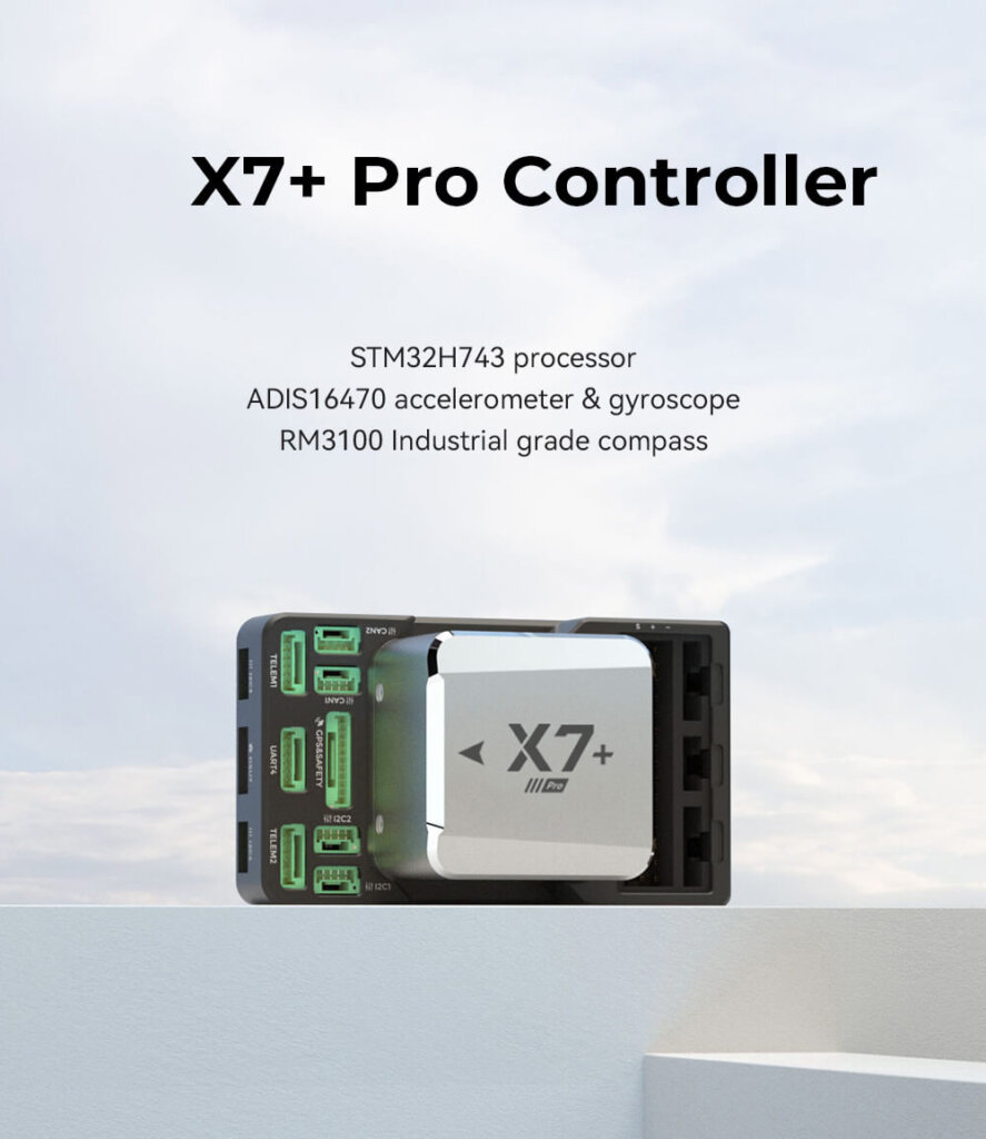 CUAV X7+ Pro Controller: STM32H743 processor, ADlS16470 accelerometer & gyroscope, RM3100 Industrial qrade compass