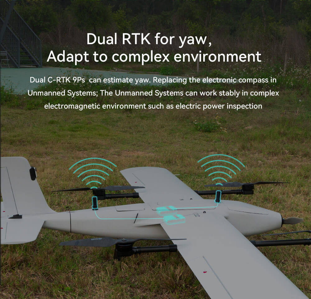 C-RTK 9Ps GNSS Module Feature: Dual RTK for yaw Adapt to complex environment