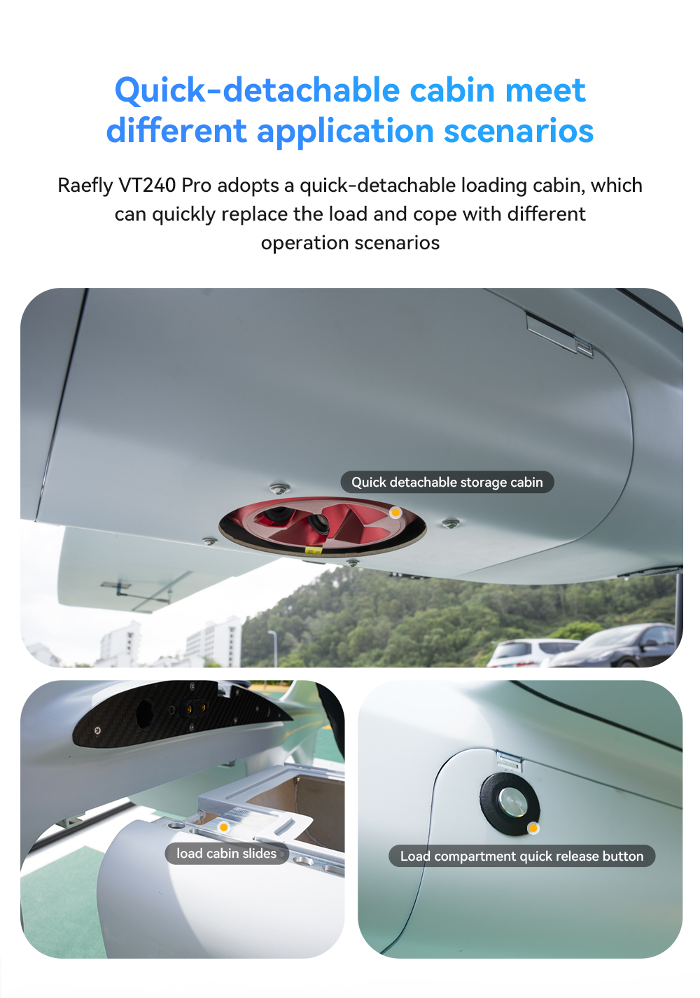 CUAV Raefly VT240 pro VTOL, Raefly VT240 Pro adopts a quick-detachable loading