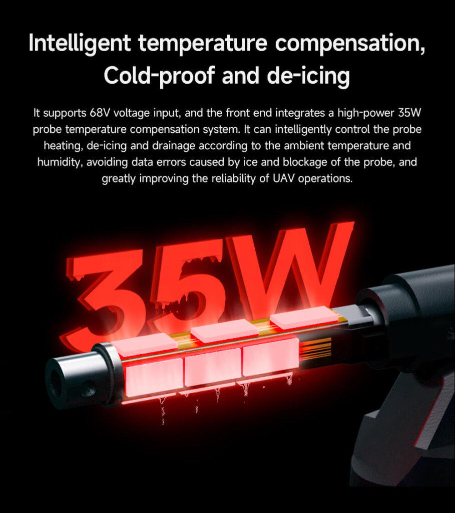 CUAV SKYE 2 Airspeed Sensor Intelligent De-icing Heating 5 CUAV SKYE 2 Airspeed Sensor Feature: Intelligent temperature compensation, Cold-proof and de-icing