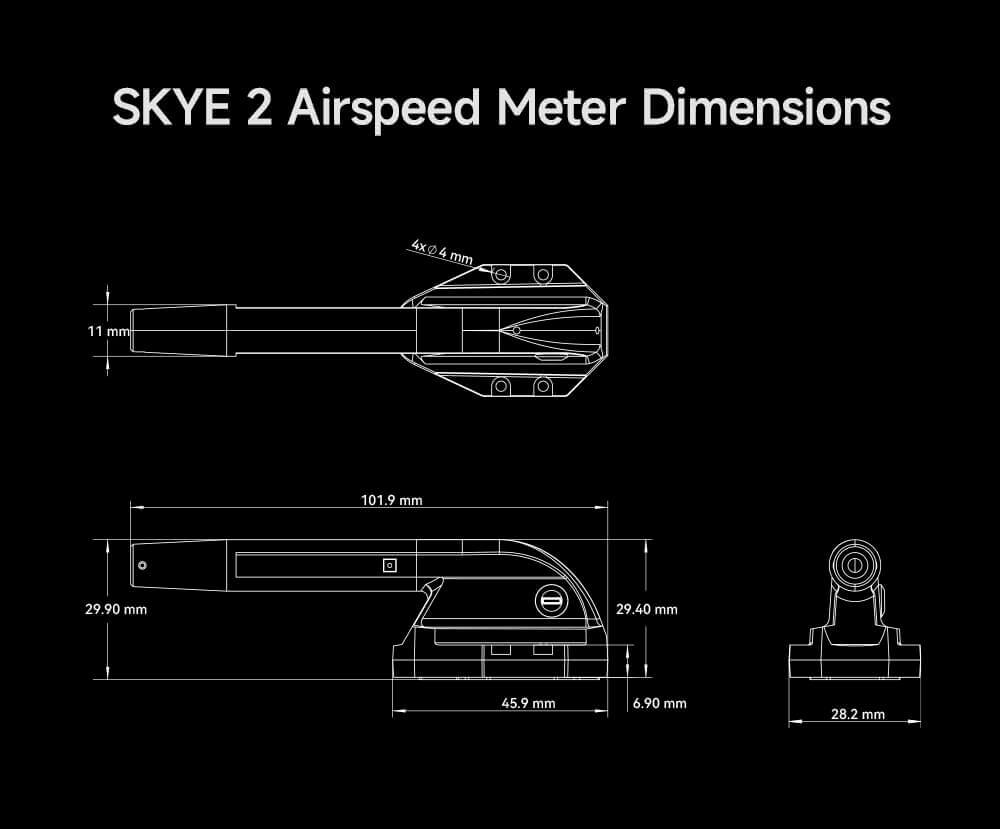 CUAV SKYE 2 Airspeed Sensor Intelligent De-icing Heating 11 SKYE 2 Airspeed Meter Dimensions