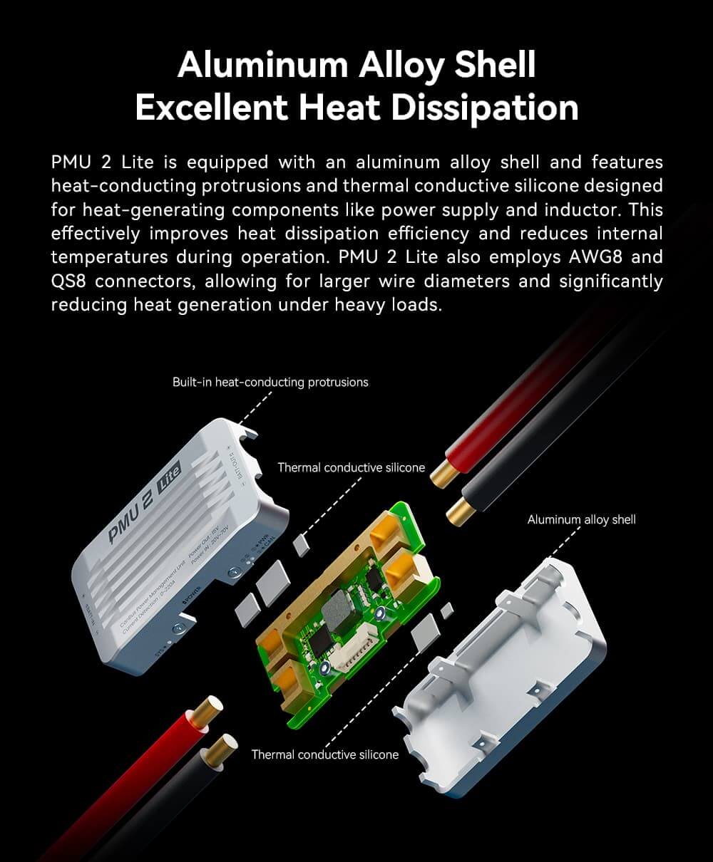 CUAV PMU 2 Lite Power Module Feature: Aluminum Alloy Shell Excellent Heat Dissipation.