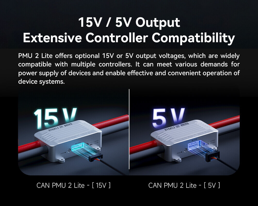 CUAV PMU 2 Lite Power Module Feature: 15V/5V Output Extensive Controller Compatibility.