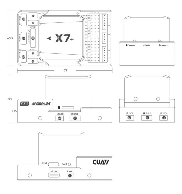 CUAV Dual RTK for Yaw Package | X7+ Controller C-RTK 9Ps for Drone - Image 4