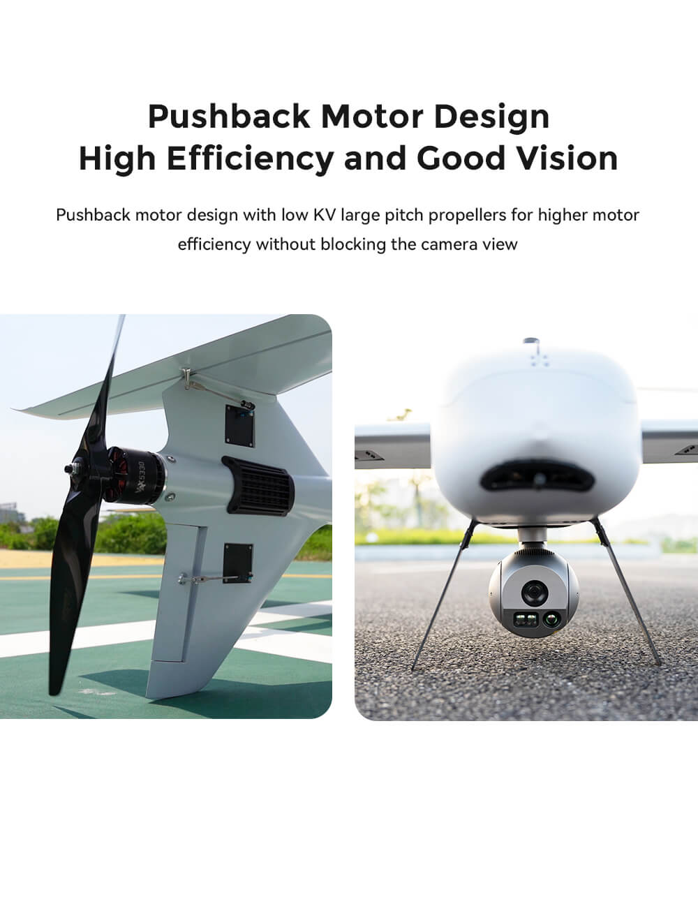 Raefly VT290 VTOL UAV Feature: Pushback Motor Design High Efficiency and Good Vision