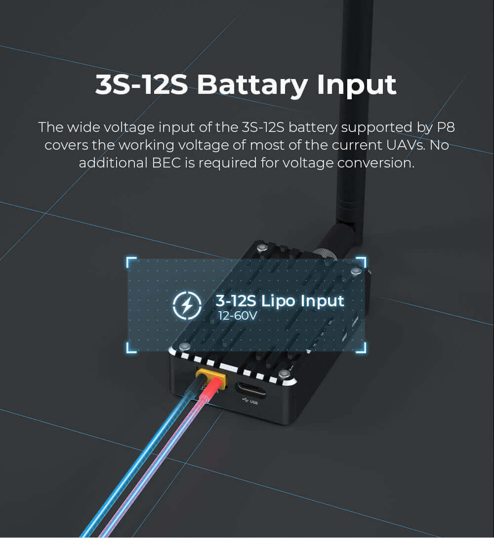 CUAV P8 Radio Telemetry Feature: 3S-12S Battary Input