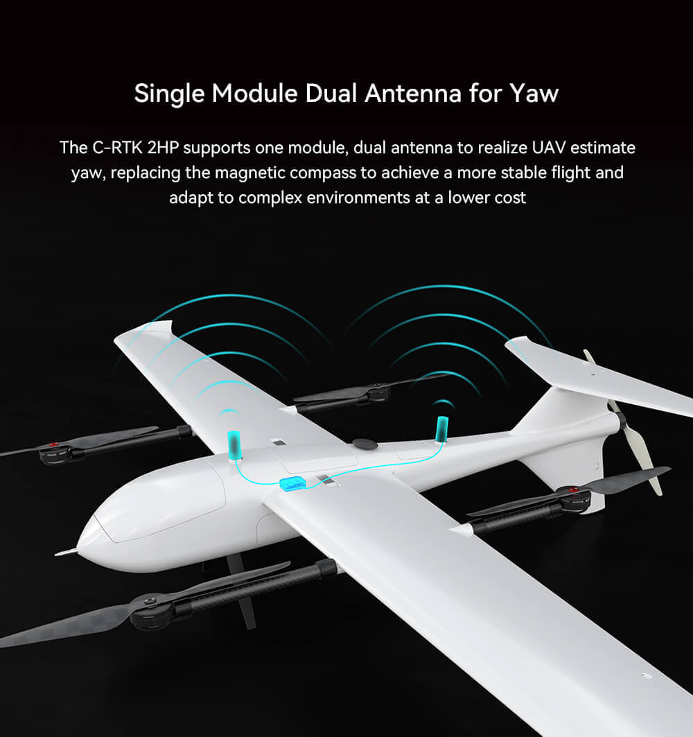 CUAV C-RTK 2HP GNSS Module Feature: Single Module Dual Antenna for Yaw