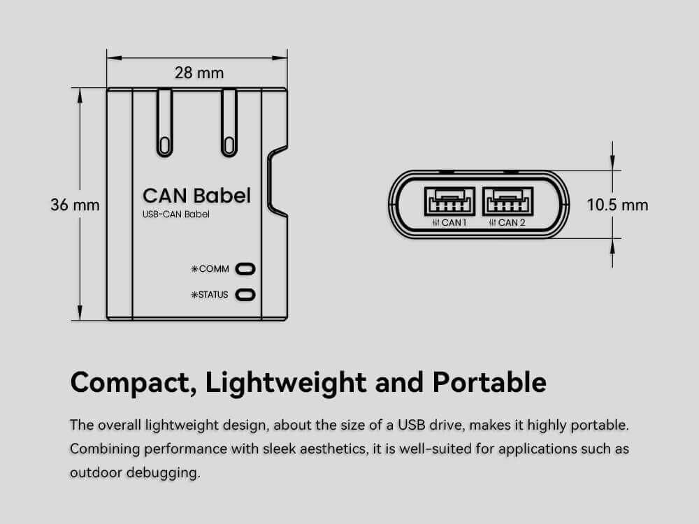 CAN Babel USB Bus Adapter Feature: Compact, Lightweight and Portable
