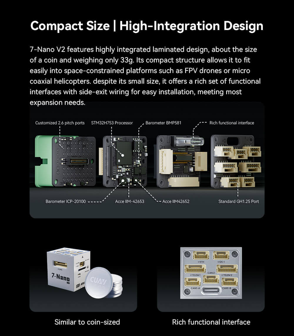 CUAV 7-Nano V2 Standard Flight Controller 7 7-Nano V2 Controller Feature: Compact Size | High-Integration Design