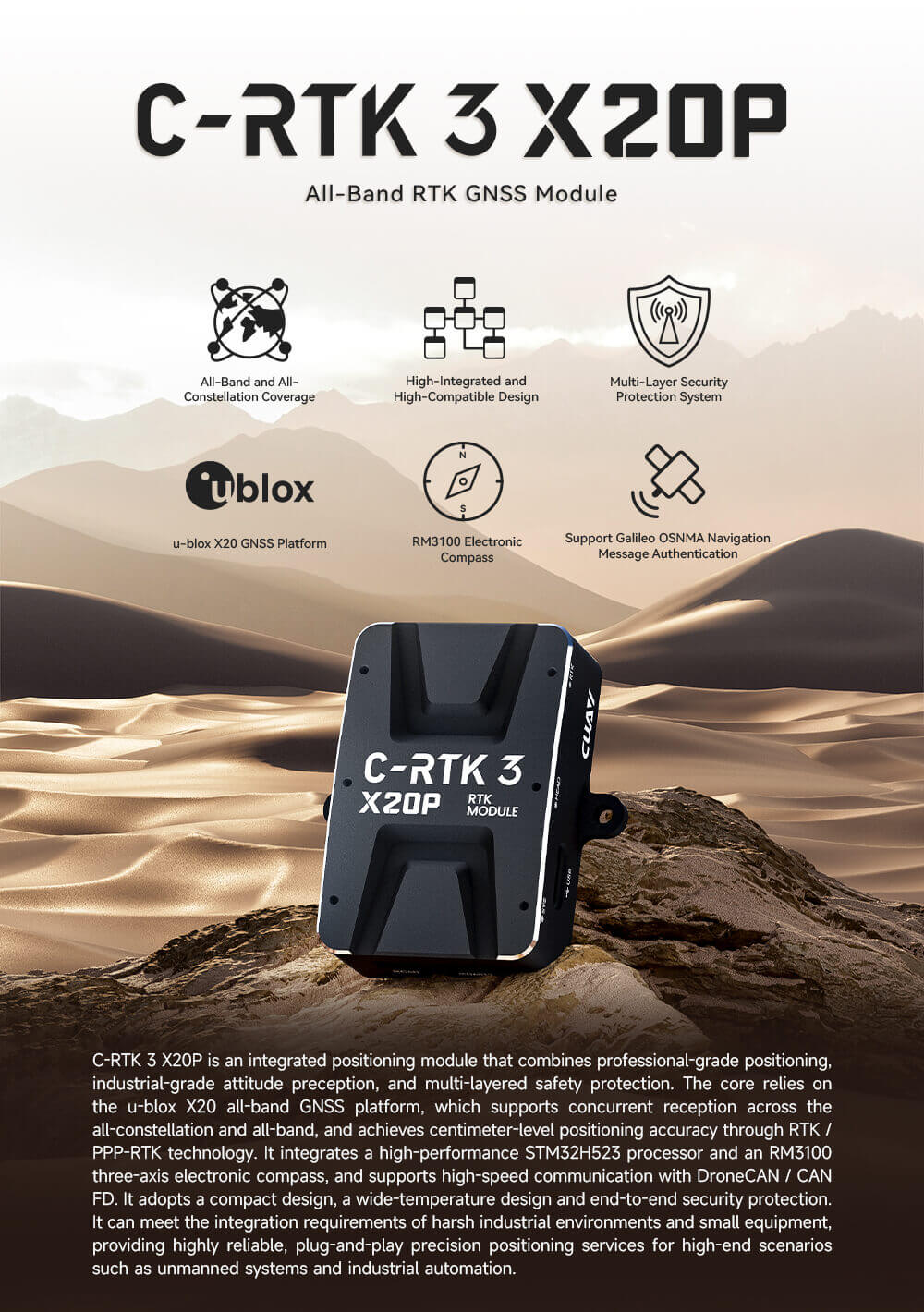 C-RTK 3 X20P GNSS Module Product Description