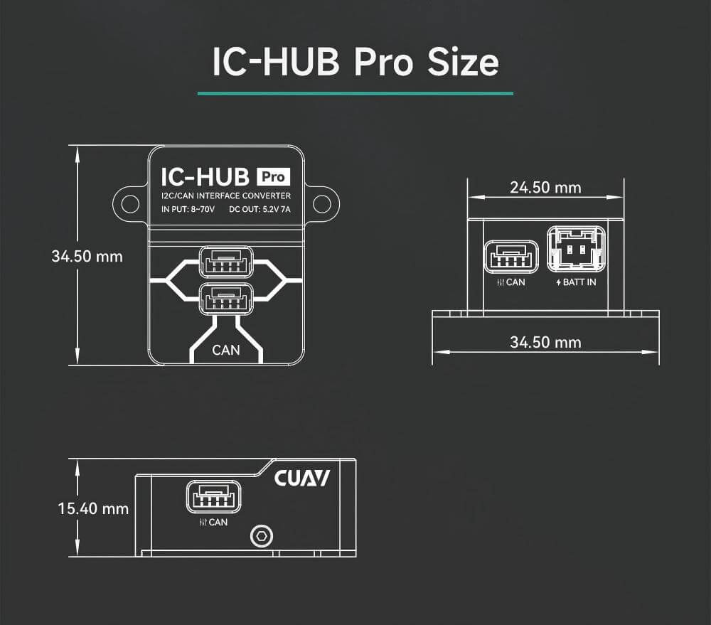 CUAV IC-HUB Pro Bus Expansion Module 12 IC-HUB Pro Size