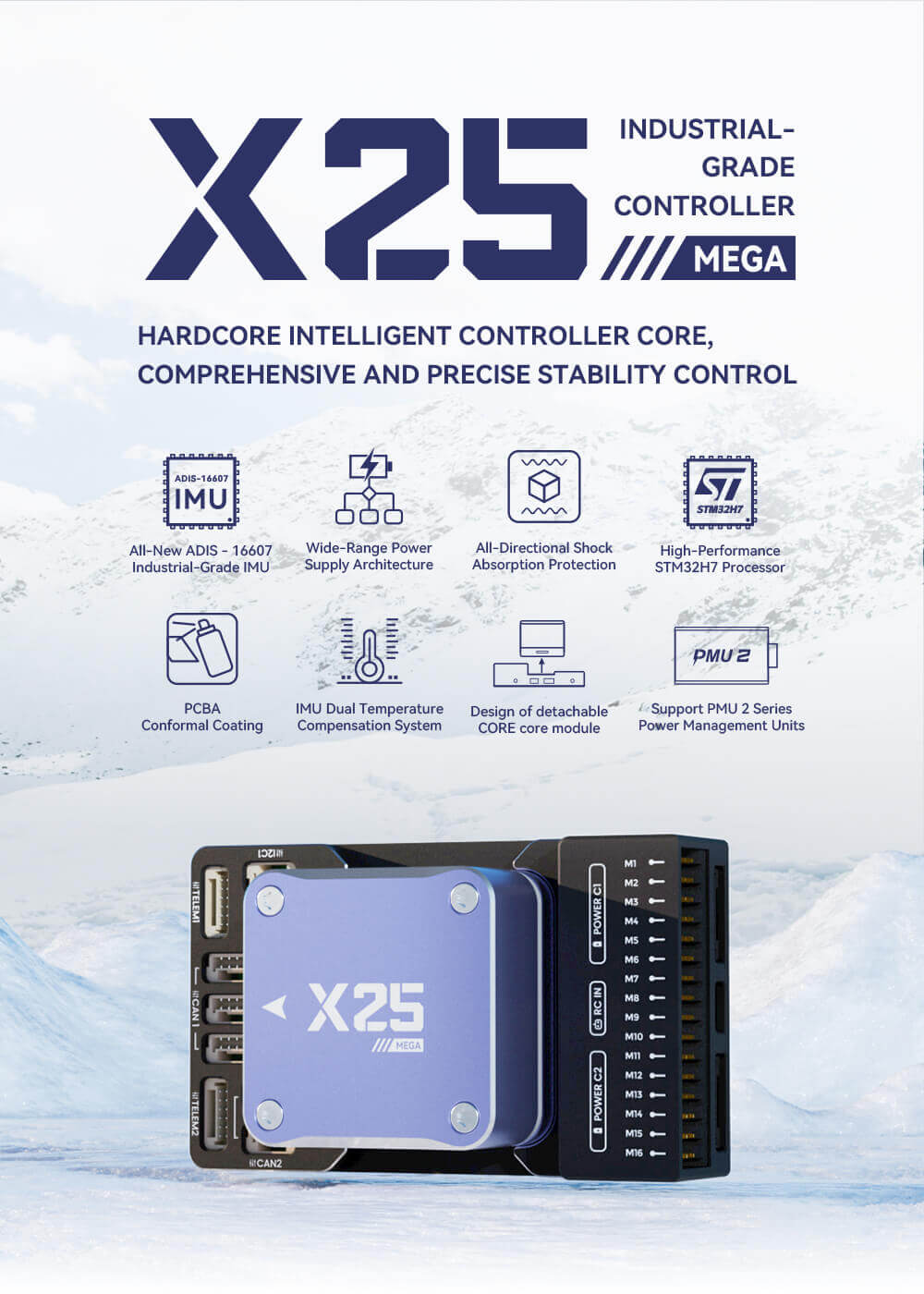 CUAV X25 MEGA Industrial-Grade Controller with PMU 2 Lite Power Module 5 X25 MEGA Controller Feature